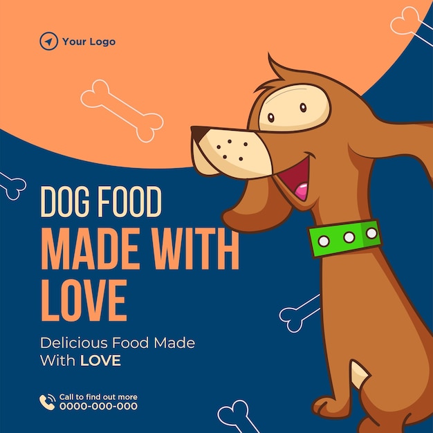 Vector banner design of dog food made with love template