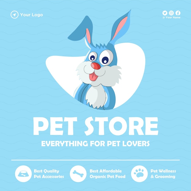 Banner design of pet store everything for pet lovers template