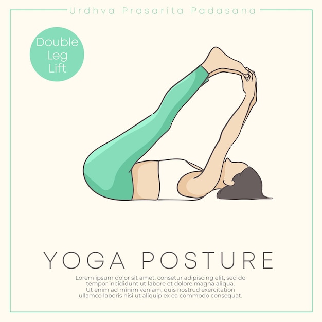 Banner design with hand drawn illustration of healthy young woman practicing yoga in pastel outfit  Vector Illustration