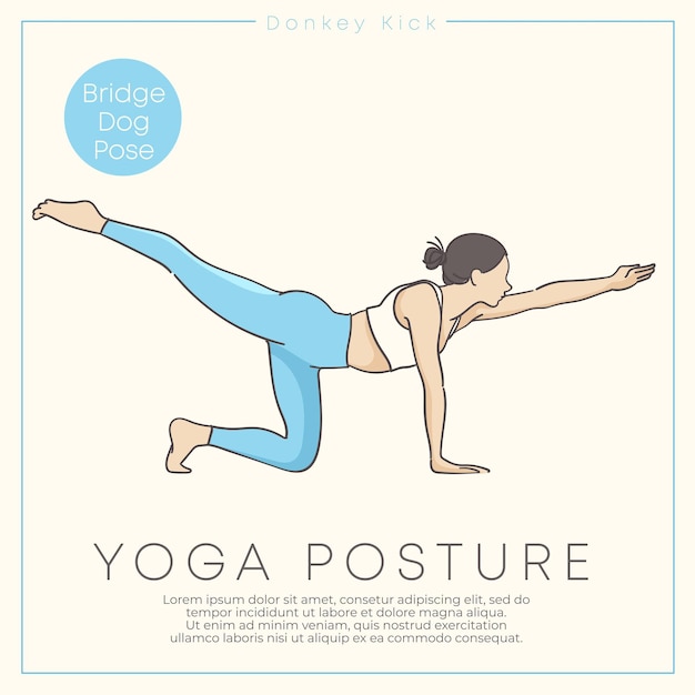 Banner design with hand drawn illustration of healthy young woman practicing yoga in pastel outfit  Vector Illustration