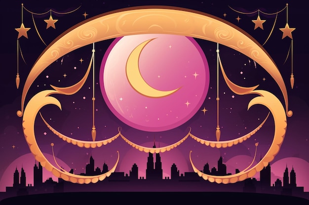 Vector banner of eid mubarak with a crescent