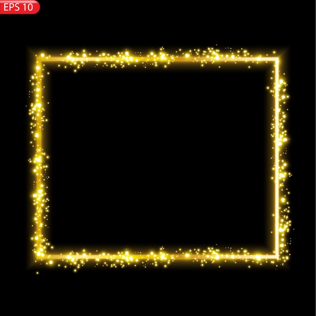 Banner a festive golden glowing frame that is strewn with gold dust