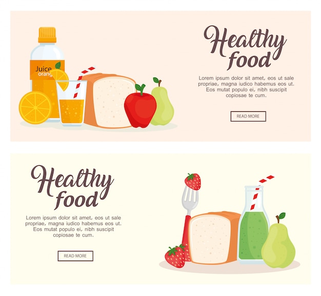 banner of fruits and healthy food vector illustration design