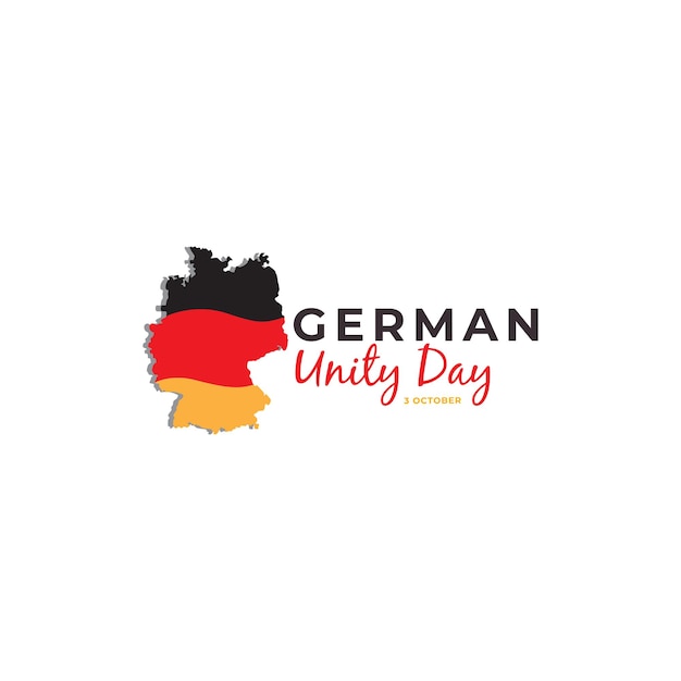 Banner for German Unity Day with flag and map hand drawn illustration vector illustration design logo