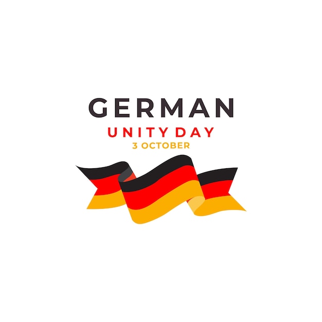 Banner for German Unity Day with flag and text on white background hand drawn illustration vector design illustration logo