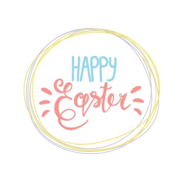 Banner Happy Easter Modern vector holiday design with typography Easter Bunny Painted eggs Modern minimalist style