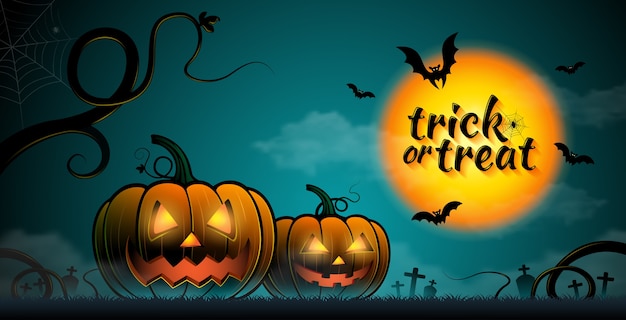 Banner happy halloween pumpkins