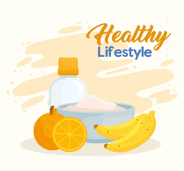 Banner healthy lifestyle with fresh food