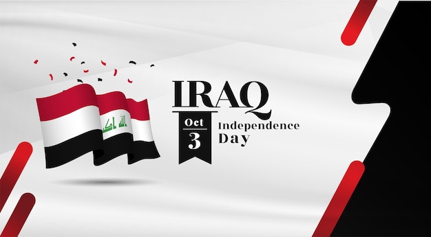 Vector banner illustration of iraq independence day celebration with text space waving flag and hands clenched vector illustration