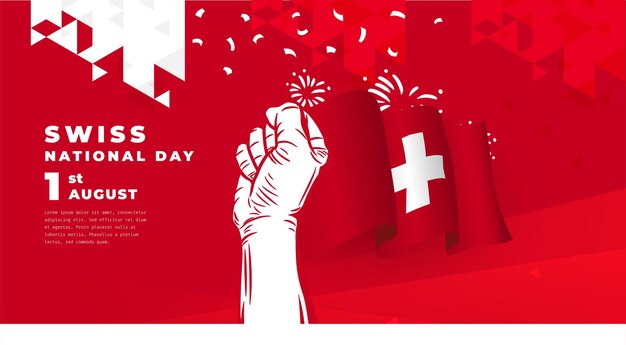 Vector banner illustration of swiss national day celebration with text space vector illustration