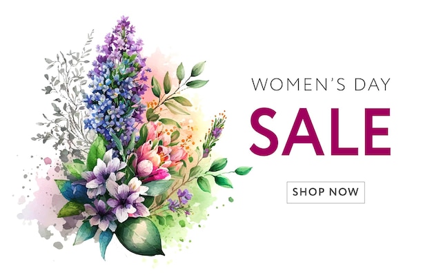 Banner for the International Happy Women's Day Flyer for sale March 8 with the decor of floral Web offer