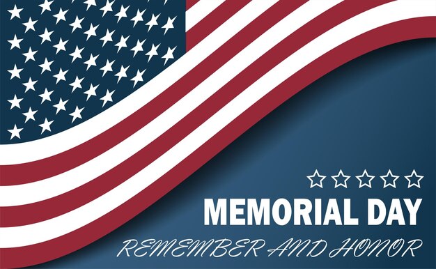 banner memorial day usa flag on blue