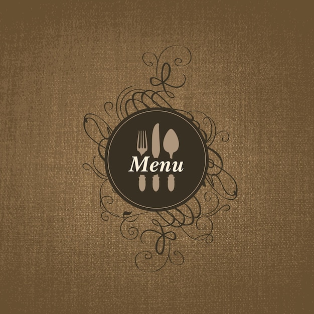 Banner for menu with curls and cutlery