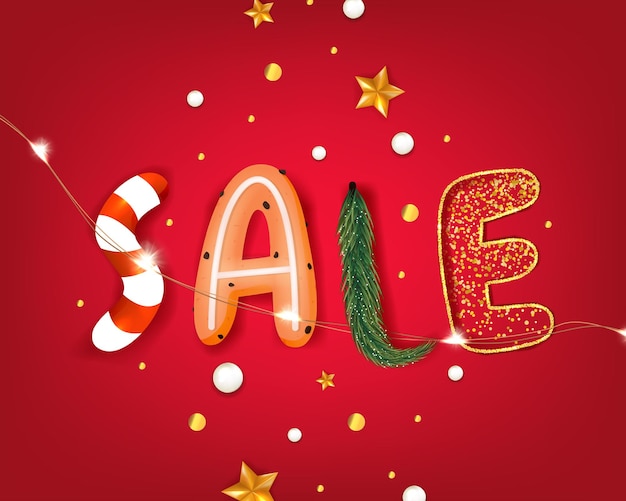 Banner New Years sale isolated on red background.