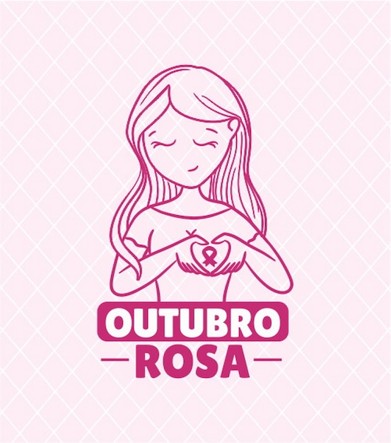 Banner in portuguese for composition october pink breast cancer prevention brazil Campanha Outubro