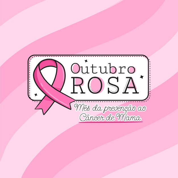 Banner in portuguese for composition october pink breast cancer prevention brazil