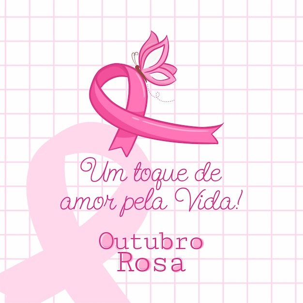 Banner in portuguese for composition october pink breast cancer prevention brazil