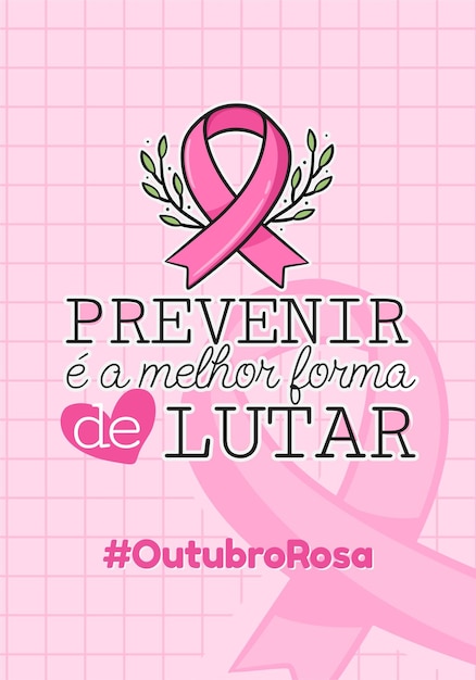 Banner in portuguese for composition october pink breast cancer prevention brazil