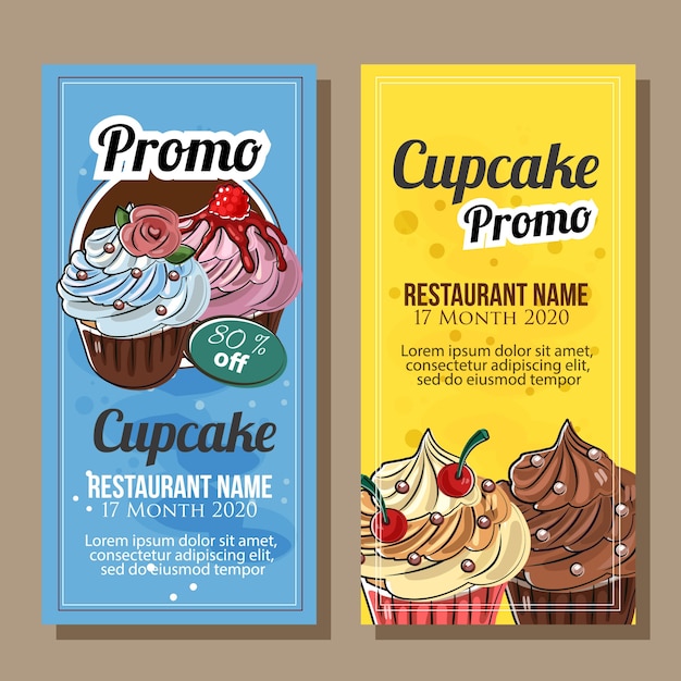 banner sale of cupcake theme in hand drawn style