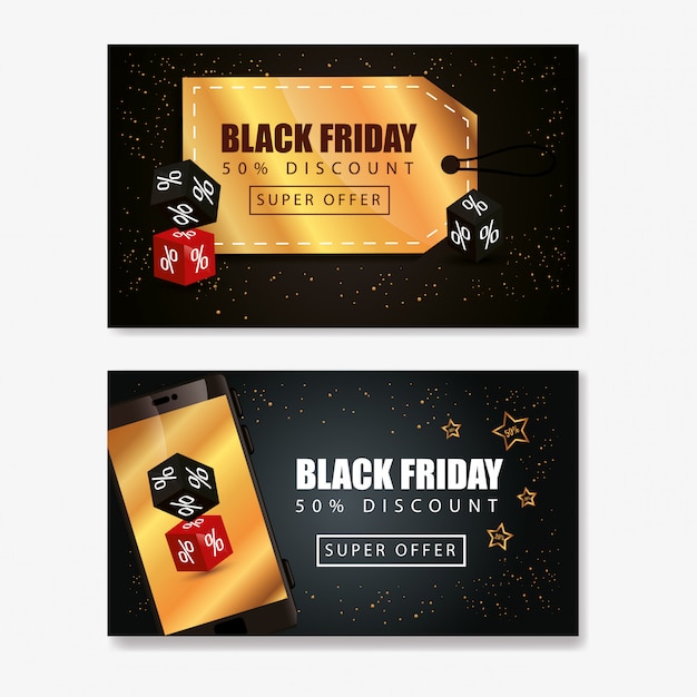 banner set of black friday and decoration