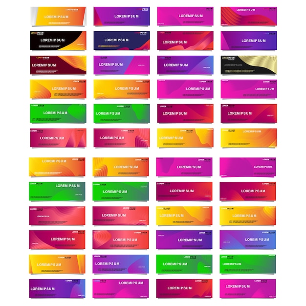 banner set full color abstract shape