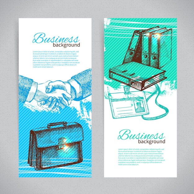 Banner set of hand drawn business backgrounds