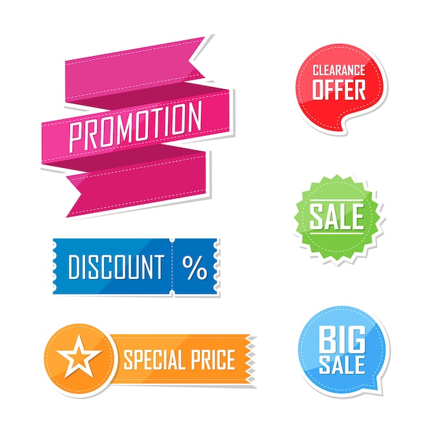 Banner set of offer flat elements label design