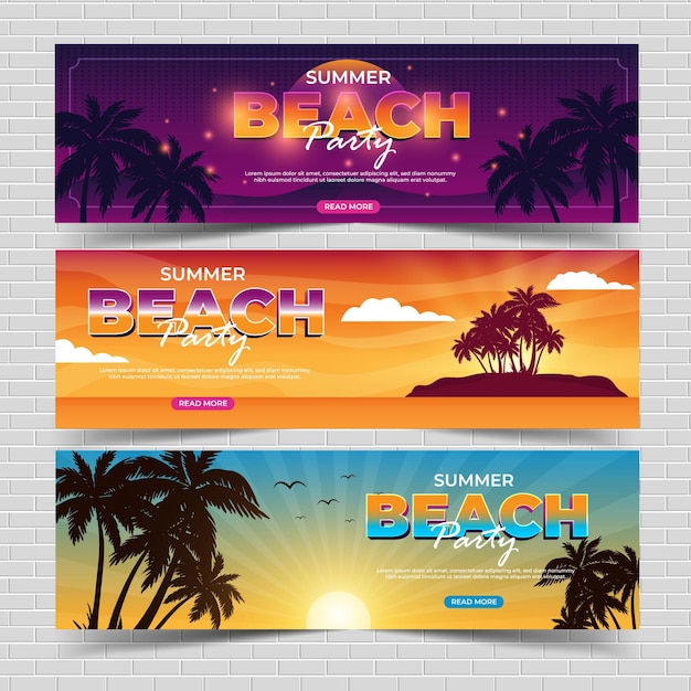 Banner Set Template Summer Beach Party