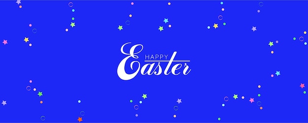 Banner for the site with congratulations on Easter Bright blue banner with stars