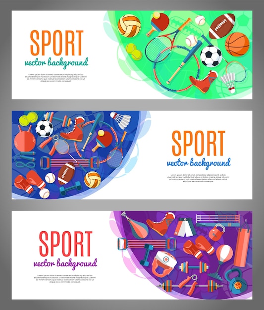 Banner of sport balls and gaming equipment.