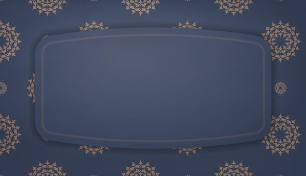 Banner template in blue with greek brown ornaments and place for text