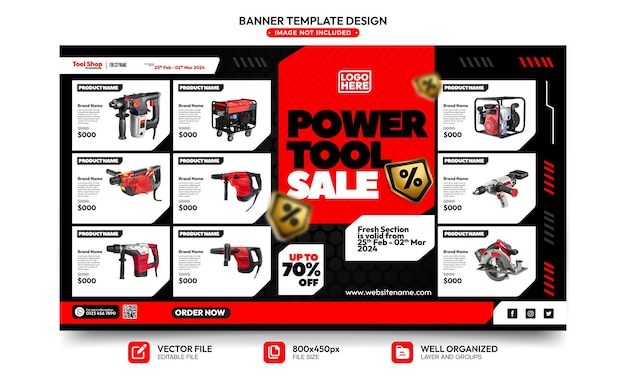 banner template design for hardware store product promotion