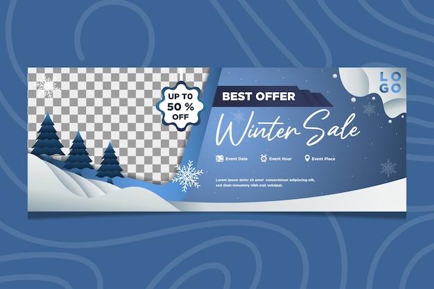 Vector banner template winter sales exclusive design