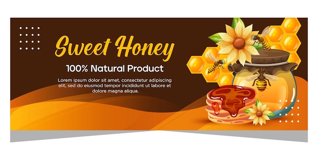 Vector banner template with honey concept design for promotion