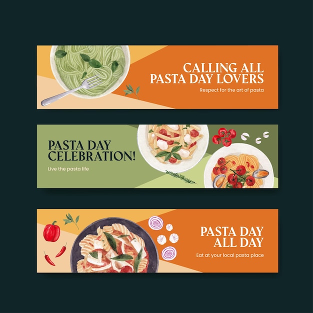 Banner template with pasta cancept,watercolor style