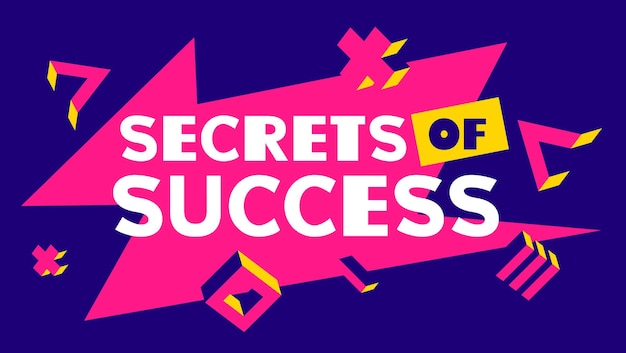  banner template with word secret of success with abstract geometric elements