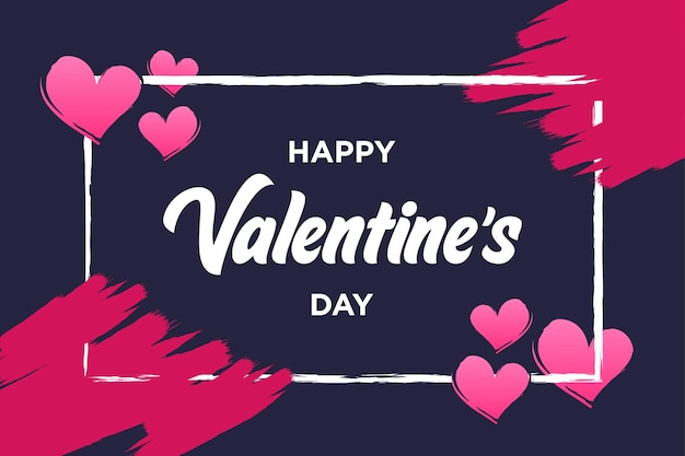 Banner of valentines day with dark background decorated with heart and grunge shape