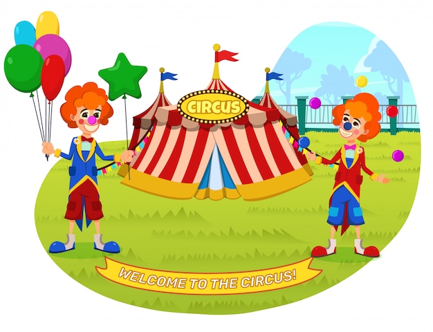 Banner Welcome to the Circus Lettering Cartoon.