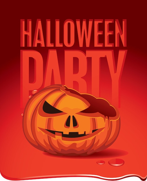 banner with brocken pumpkin for Halloween party