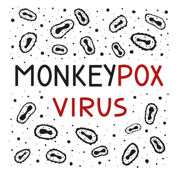 Banner with the cells monkey pox virus informing about the spread of the disease