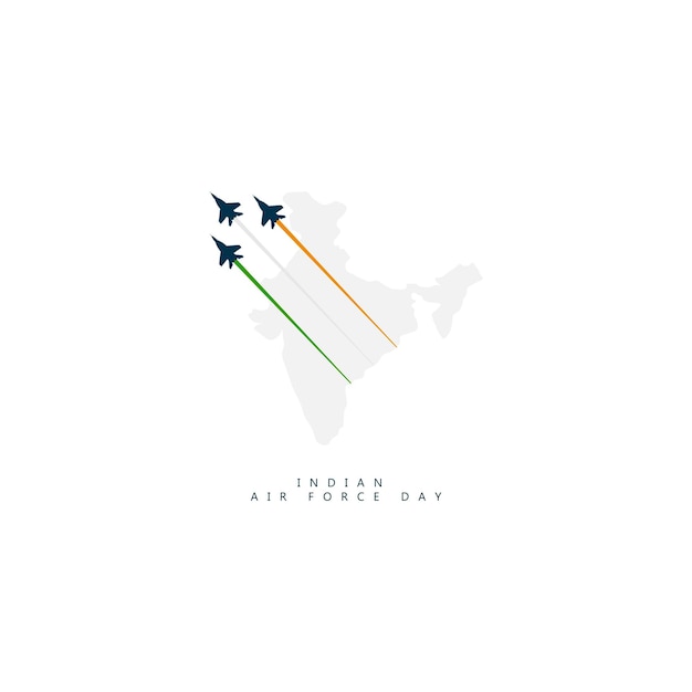 Banner with fighter planes flying Vector Illustration of Indian Air Force Day, observed on October 8