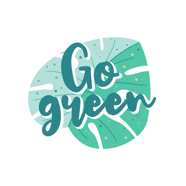 Banner with go green writing.  cartoon  illustration