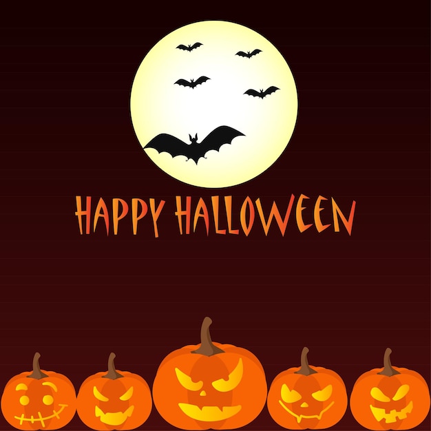 Banner with happy halloween pumpkins Vector illustration