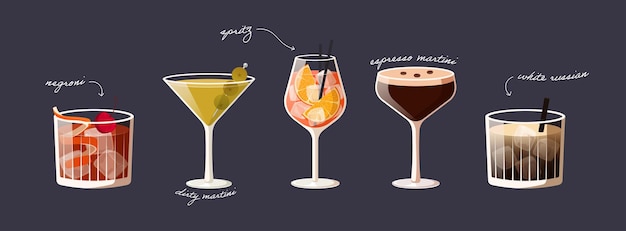 Vector banner with modern cocktails