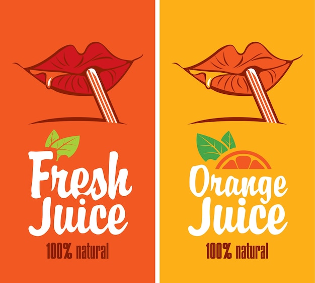 banner with mouth drinking orange juice through a straw