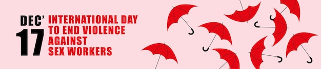 Banner with red umbrella. Protest against harassment. International Day against Violence against Sex