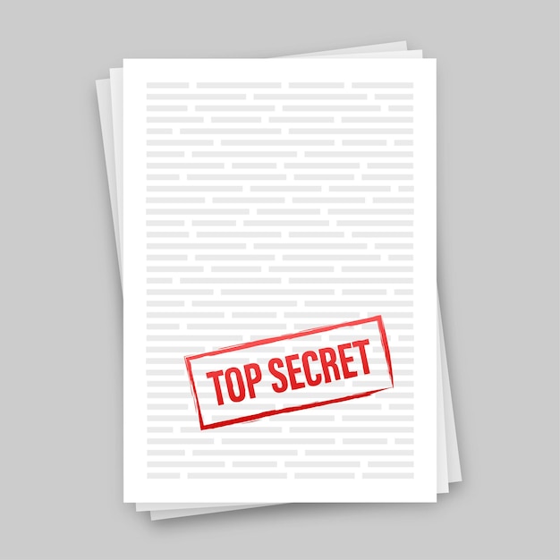 Banner with top secret for paper design. Document icon. Vector stock illustration.