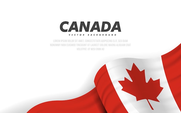 Banner with waving canadian flag. Modern illustration. National flag of Canada. Design for greeting card, holiday banner, flyer, poster.