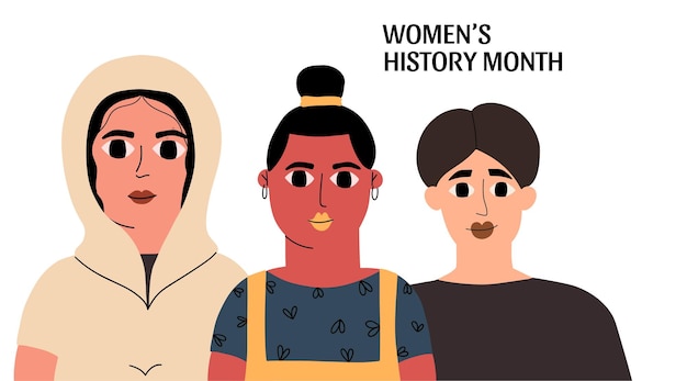 Banner for Women's History Month Vector illustration in hand drawn style