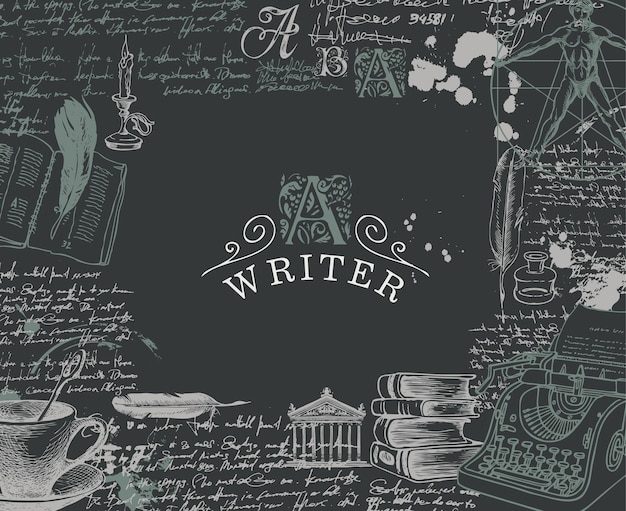 Vector banner on writers theme